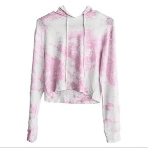 Petal Pink Tie Dye Crop Hoodie Shirt